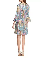 Women's 3/4 Bell Sleeve Jaipur Paisley Shift