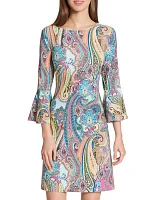 Women's 3/4 Bell Sleeve Jaipur Paisley Shift