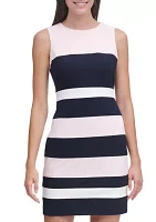 Women's Sleeveless Color Block Scuba Crepe Sheath Dress