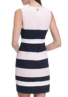 Women's Sleeveless Color Block Scuba Crepe Sheath Dress