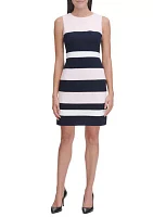 Women's Sleeveless Color Block Scuba Crepe Sheath Dress