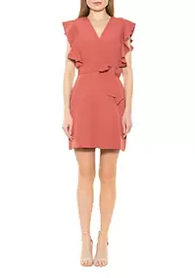 Alexia Admor Women's Ada Ruffle Sleeve Wrap Dress with Tie Waist