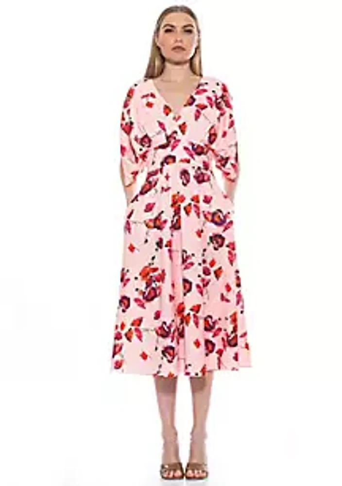 Alexia Admor August Draped Midi Fit And Flare Dress