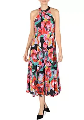 Donna Ricco Sleeveless mock neck fit and flare dress