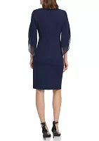 Women's Split Sleeve Solid Sheath Dress