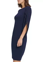 Women's Split Sleeve Solid Sheath Dress