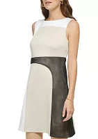 Women's Sleeveless Color Block A-Line Dress