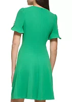 Women's Flutter Sleeve Fit and Flare Dress