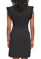 Women's Flutter Sleeve Side Ruched Sheath Dress