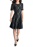 Women's Plaid Printed Fit and Flare Dress