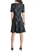 Women's Plaid Printed Fit and Flare Dress