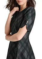 Women's Plaid Printed Fit and Flare Dress