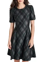 Women's Plaid Printed Fit and Flare Dress