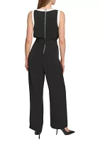 Women's Sleeveless Color Block V-Neck Solid Jumpsuit