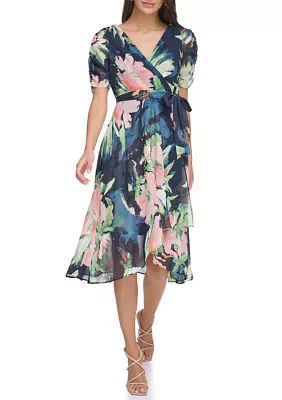 Women's Tie Waist Floral Printed Dress