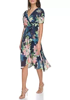 Women's Tie Waist Floral Printed Dress