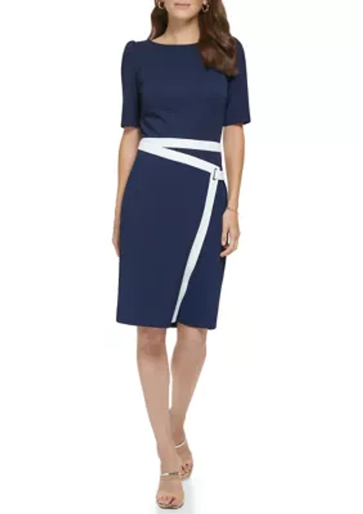 Women's Color Blocked Solid Sheath Dress