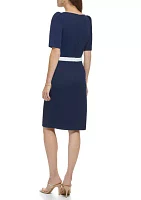 Women's Color Blocked Solid Sheath Dress