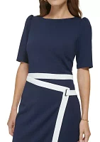 Women's Color Blocked Solid Sheath Dress