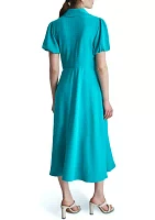 Women's Solid Crepe Fit and Flare Dress