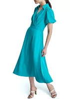 Women's Solid Crepe Fit and Flare Dress