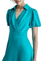 Women's Solid Crepe Fit and Flare Dress