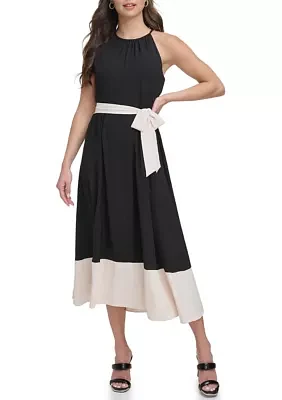 Women's Sleeveless Washed Fit and Flare Dress