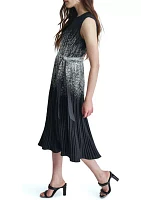 Women's Sleeveless Halter Abstract Printed Fit and Flare Dress