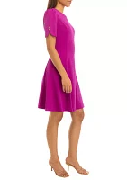 Women's Solid Scuba Crepe Fit and Flare Dress