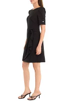 Women's Puff Sleeve Side Scrunch Sheath Dress