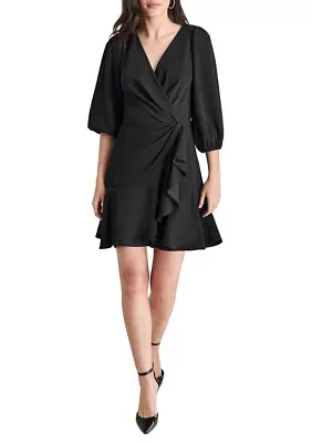 Women's Solid Wrap Sheath Dress