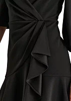 Women's Solid Wrap Sheath Dress