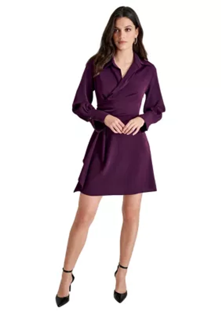 Women's Collared Cuff Wrap Sheath Dress