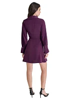 Women's Collared Cuff Wrap Sheath Dress