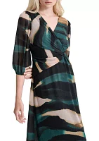 Women's Printed Side Scrunched Midi Dress