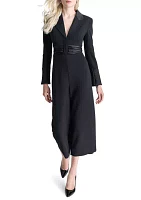 Women's Long Sleeve Collar Solid Jumpsuit