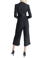 Women's Long Sleeve Collar Solid Jumpsuit