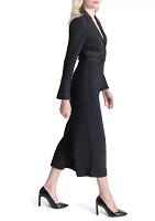 Women's Long Sleeve Collar Solid Jumpsuit