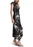 Women's Short Sleeve Mock Neck Marble Print Sheath Dress