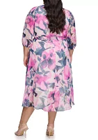 Plus Floral Printed Wrap Dress