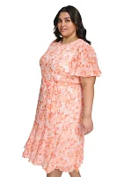 Plus Floral Printed Chiffon Dress