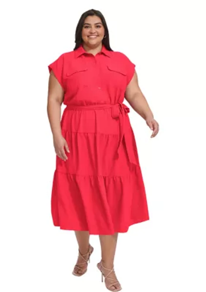 Plus Tie Waist Shirtdress