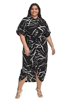 Plus Abstract Printed Shirtdress