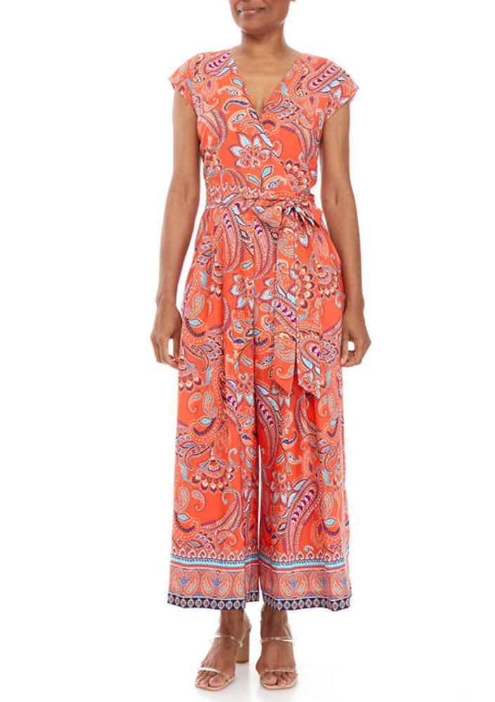 Belk Women's Short Sleeve Paisley Print Jumpsuit | The Summit