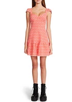 Women's Cap Sleeve Sweetheart Neck Eyelet Dress