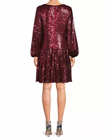 Fit and Flare V-Neck Sequin Dress