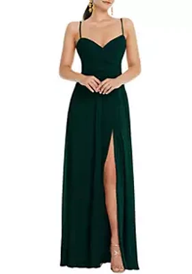 Lovely Adjustable Strap Wrap Bodice Maxi Dress with Front Slit