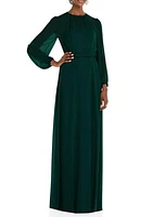 Strapless Chiffon Maxi Dress with Puff Sleeve Blouson Overlay