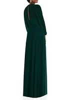 Strapless Chiffon Maxi Dress with Puff Sleeve Blouson Overlay