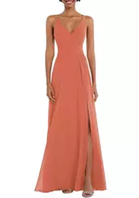 After Six Faux Wrap Criss Cross Back Maxi Dress with Adjustable Straps